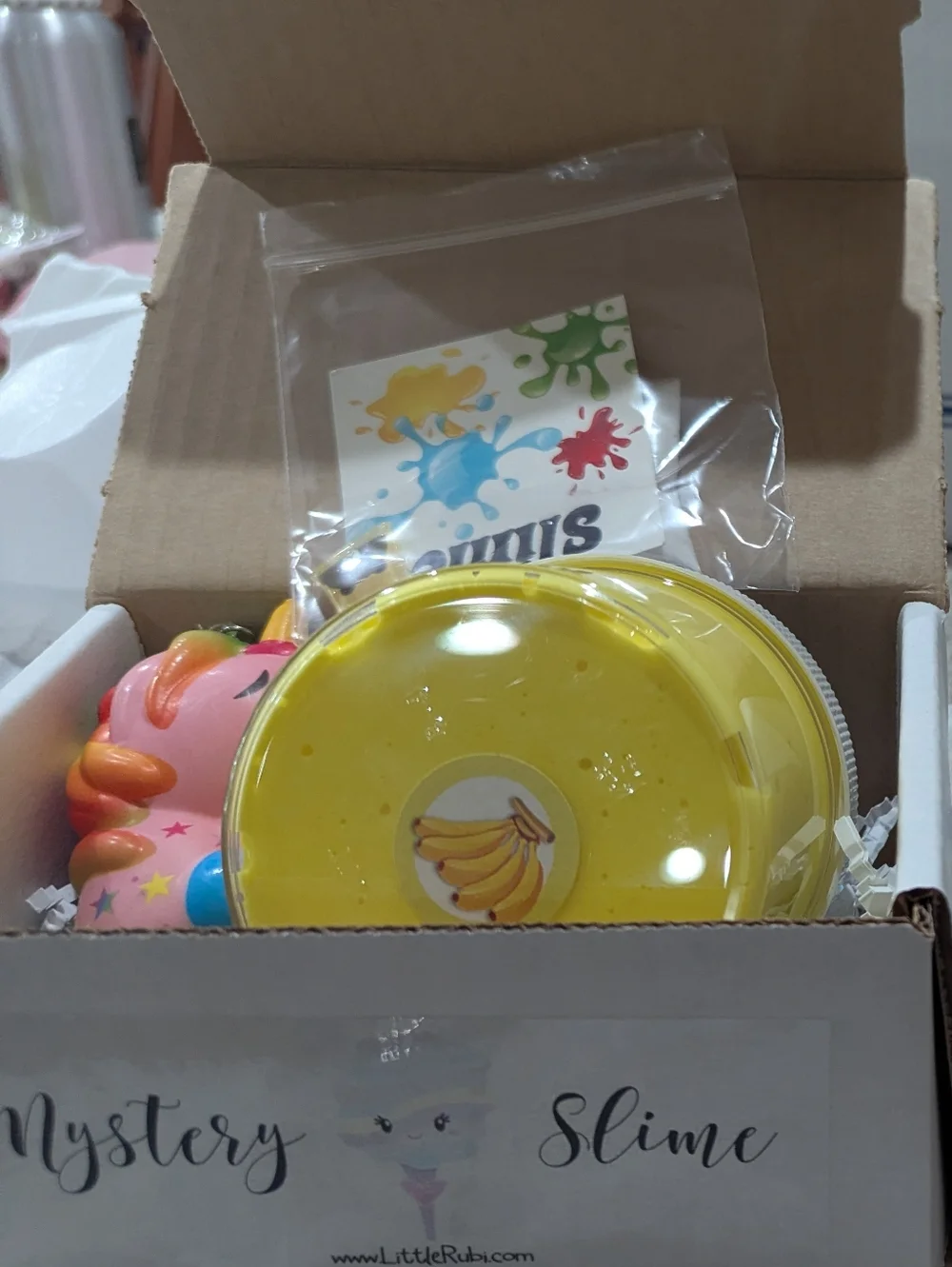 2 Boxes Slime Party Squishy Gift Box Favors Banana Clay Crunchy Scented Stretchy